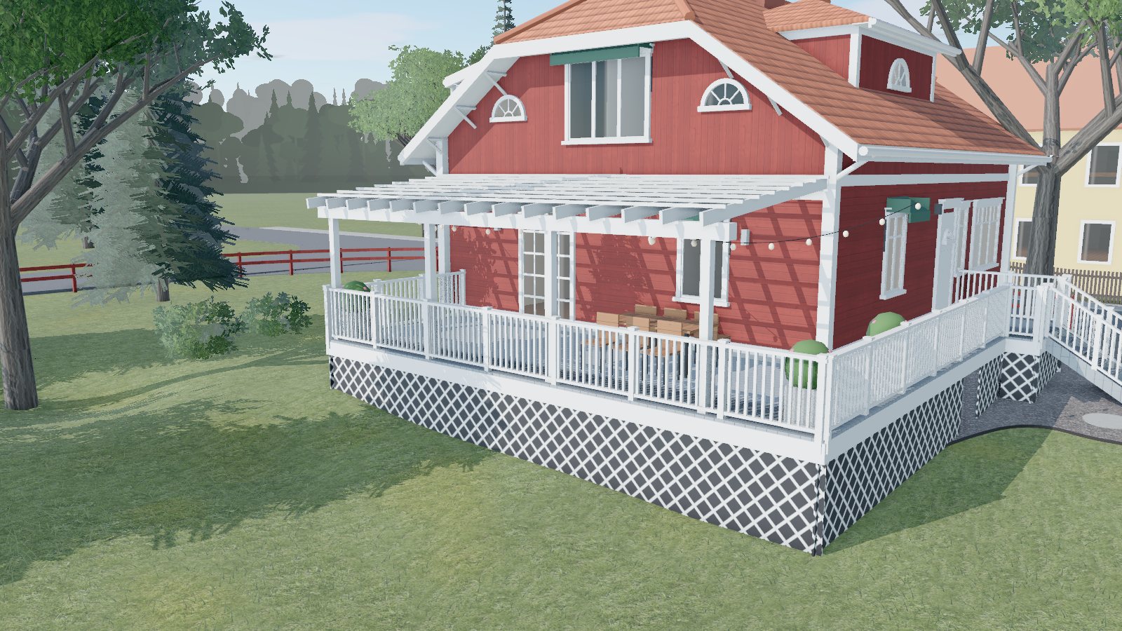 Förslag A: vit veranda med pergola