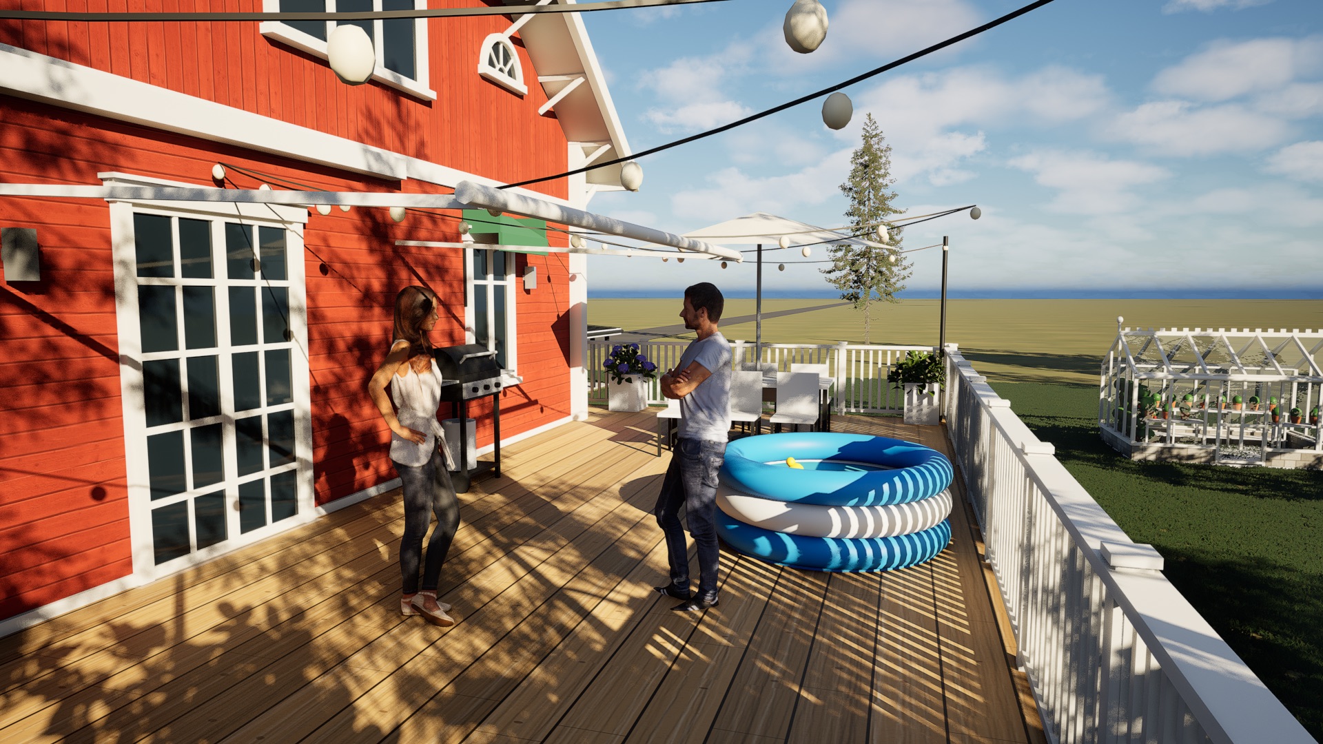 Kväll på verandan, grillen och matbordet